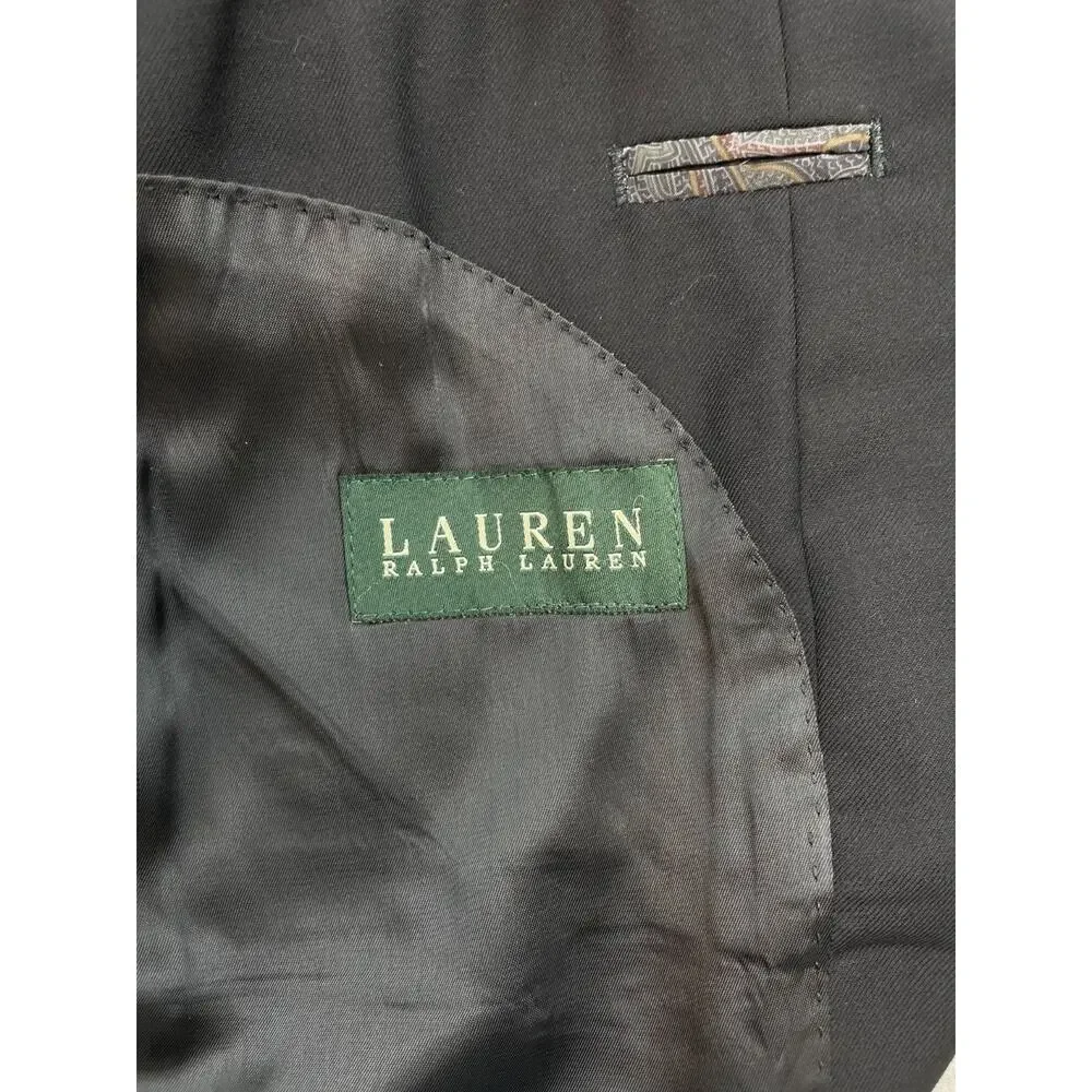 Lauren‎ Ralph Lauren Blazer Mens 48R Black 100% Wool 2-Button Single Breast